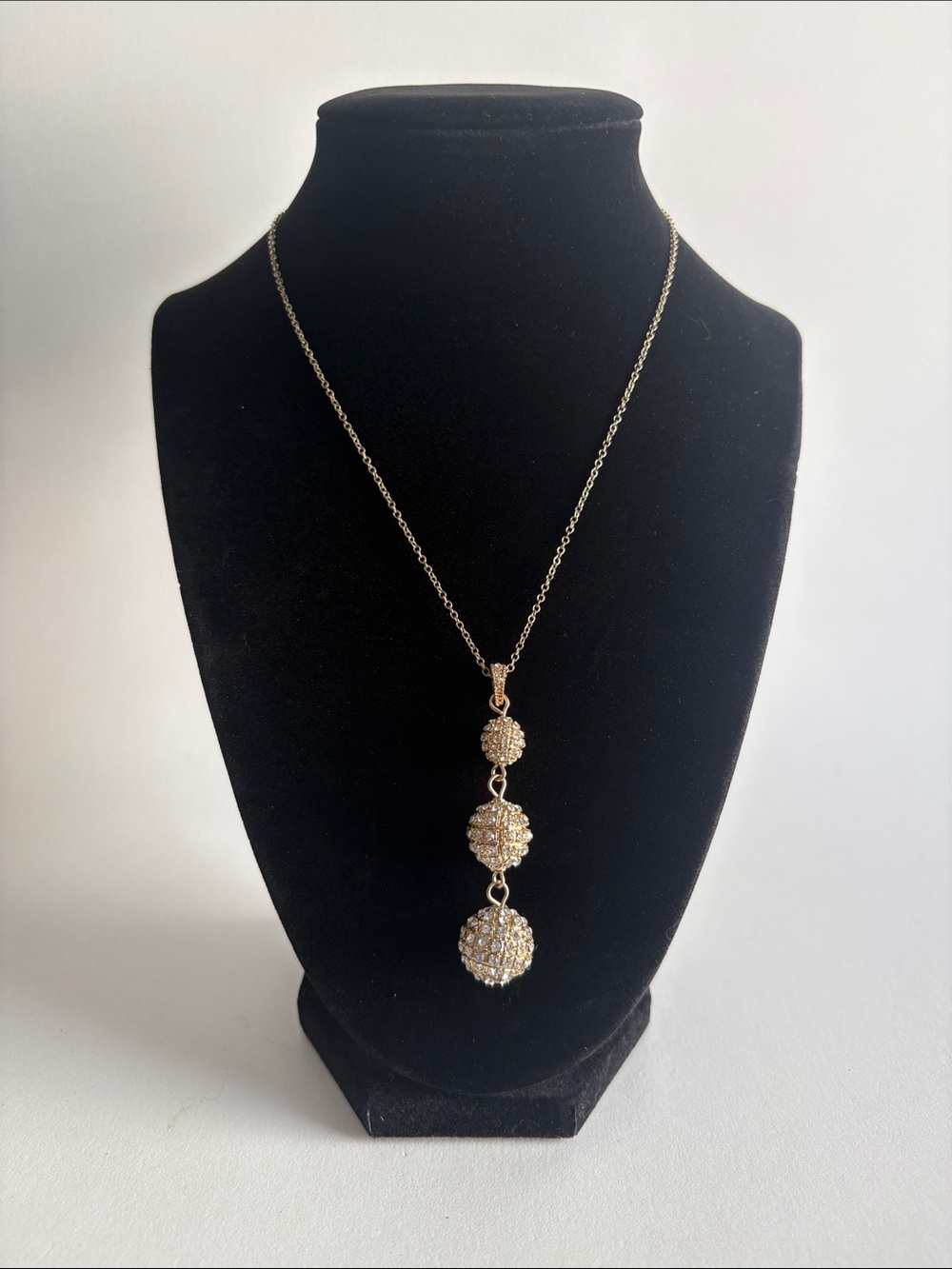 Banana Republic Gold Pave Crystal Triple Drop Necklace